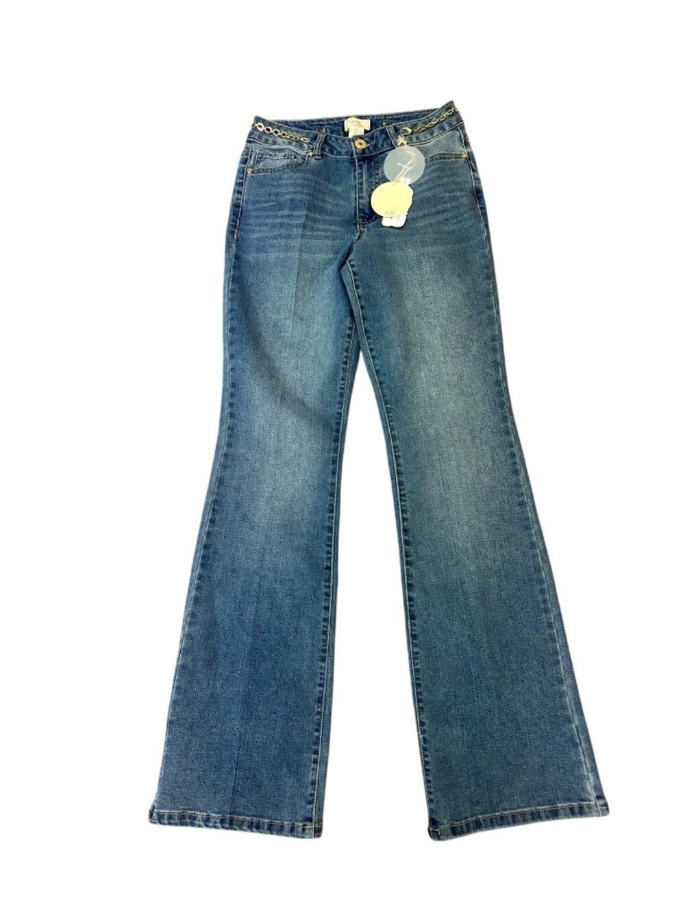 Camila Coelho Bootcut Blue Jeans With Gold Chains Recycled Material Size